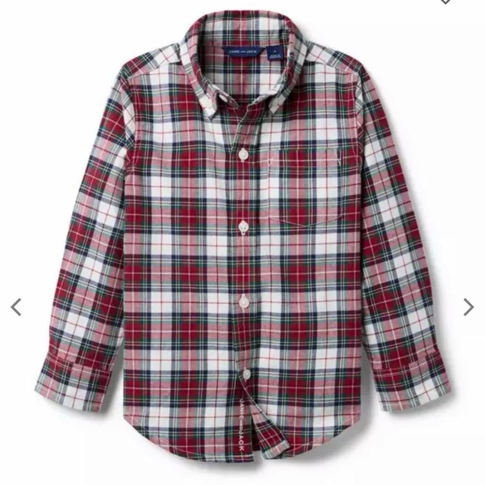 NWT Tartan Plaid Kids Shirt - Red, Green, White - Janie & Jack
